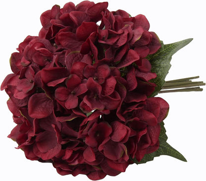 Seiden-Blumenstrauß Hortensien künstlich 9 Köpfe dunkelrot