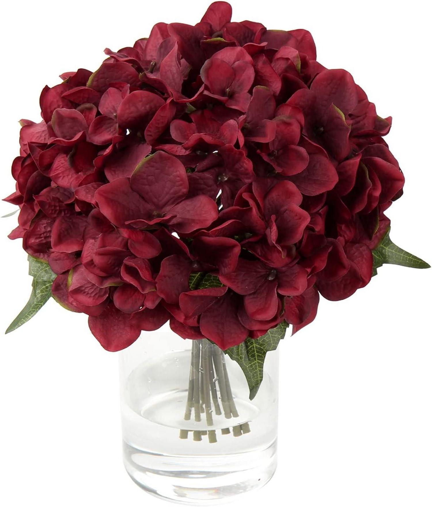 Künstliche Hortensien Blumenstrauß Seidenblumen Hochzeit Deko Rot