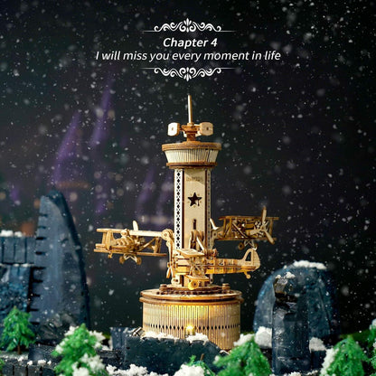 ROKR Mechanisches Holz 3D Puzzle Flugzeug Turm Modellbau Kit