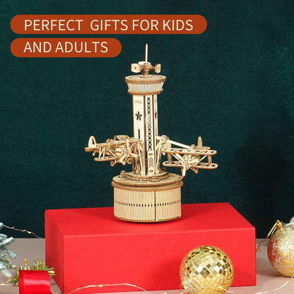 ROKR 3D Holz Puzzle Flugzeug Turm Modellbausatz Teens Erwachsene