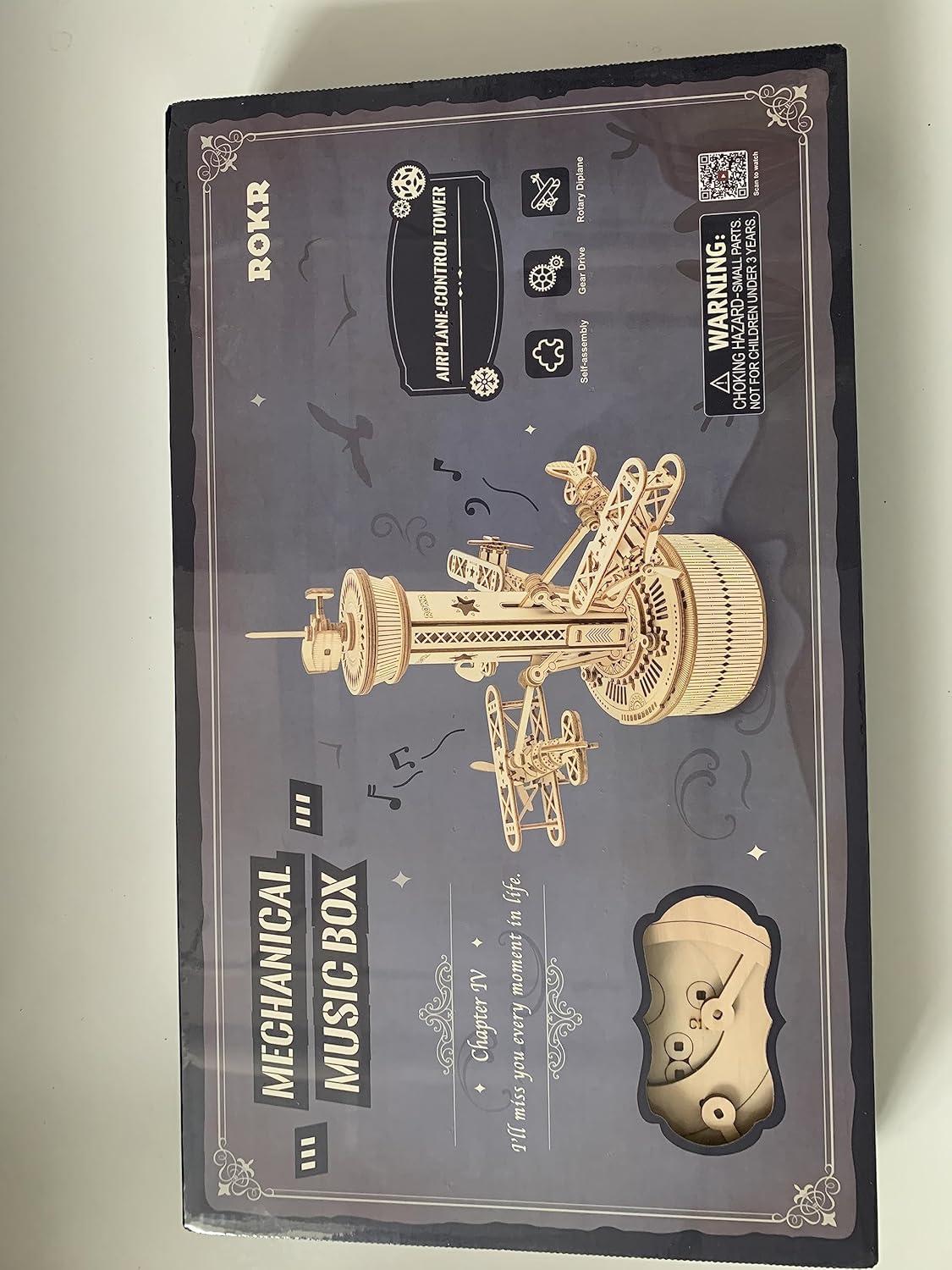 ROKR 3D Holz Puzzle für Erwachsene - Kampfjet Spieluhr-Turm