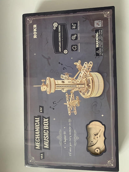 ROKR 3D Holz Puzzle für Erwachsene - Kampfjet Spieluhr-Turm