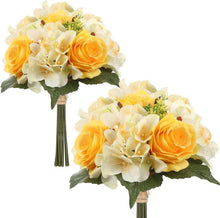 Kunstblume Blumenstrauß Hortensie Rosenbouquet 2er Set 30cm
