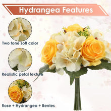 Künstliche Hortensie Rosenbouquet 2er Set Gelb 30cm
