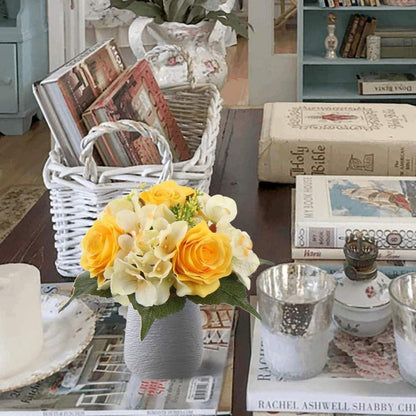 Kunstblume Blumenstrauß Hortensie Rosenbouquet 2er Set 30cm