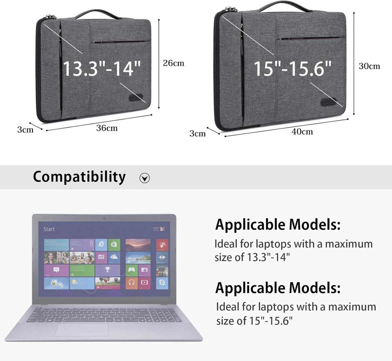 Laptophülle 13-14 Zoll stoßfest wasserdicht schwarz MacBook Air/Pro HP