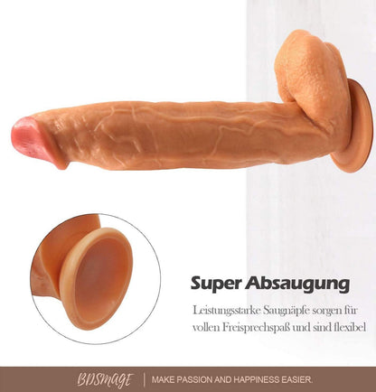 Großer Realistischer Dildo mit Saugnapf - Analplug, Eichel, Hoden, Adern