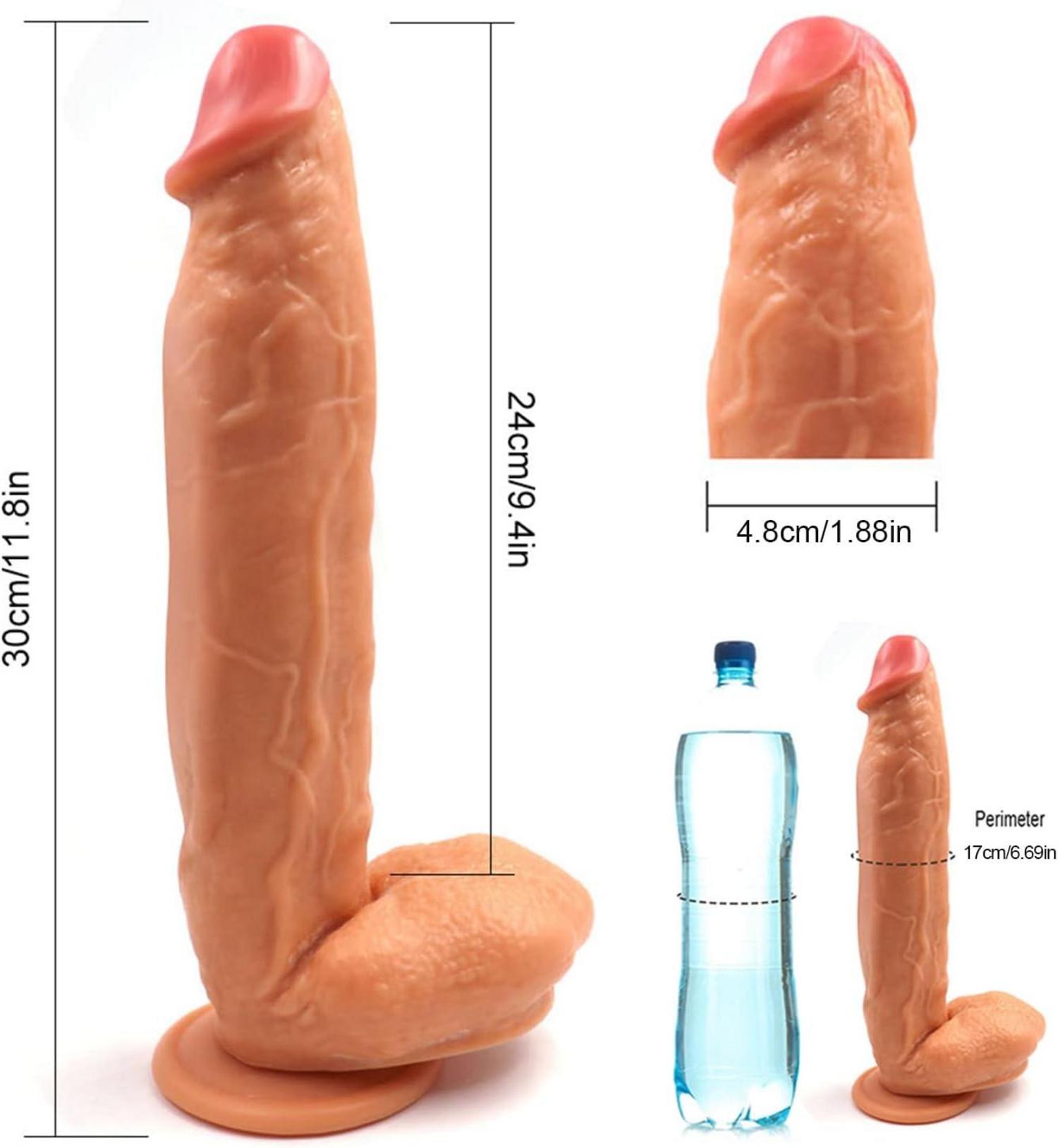 30cm*4.8cm Realistischer Dildo mit Starkem Saugnapf, Echter Eichel und