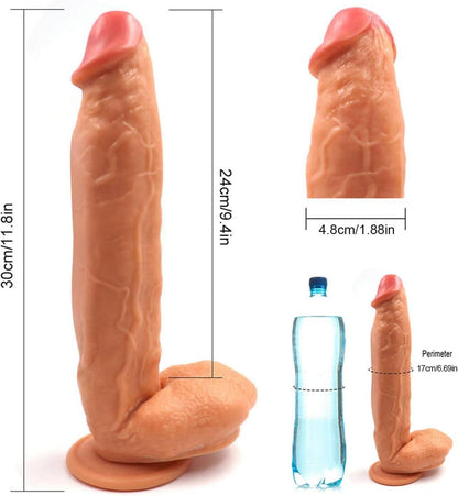 30cm*4.8cm Realistischer Dildo mit Starkem Saugnapf, Echter Eichel und