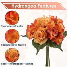 Künstliche Blumenstrauß Rosen Hortensie Set 30cm Orange