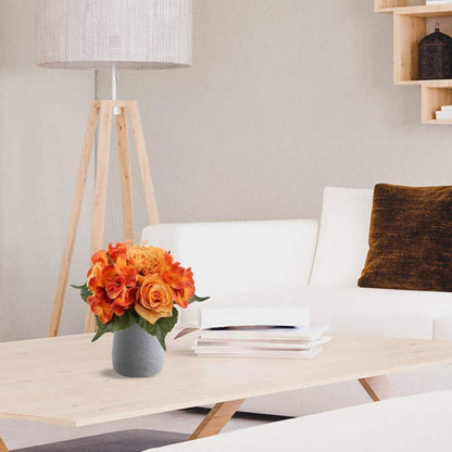 Künstliche Blumenstrauß Rosen Hortensie 30cm Orange 2er Set Bouquet