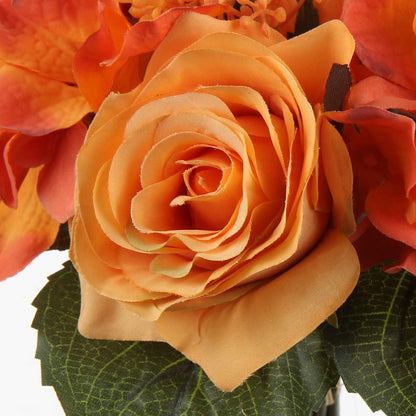 Künstliche Blumenstrauß Hortensie Rosenbouquet, 2er Set 30cm Orange