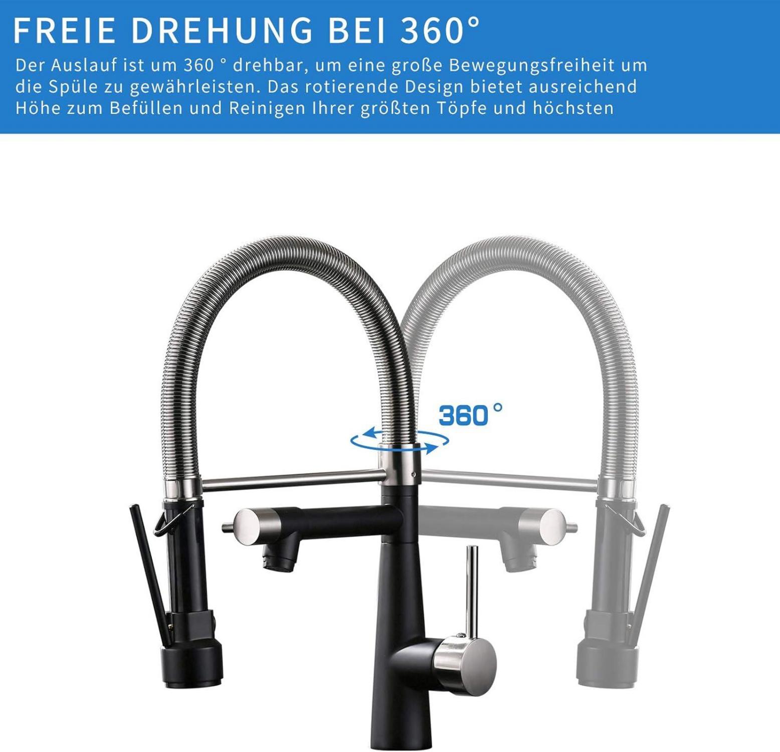 Wasserhahn Küche Schloss Brause Ausziehbar 360° Schwenkbar Einhebel