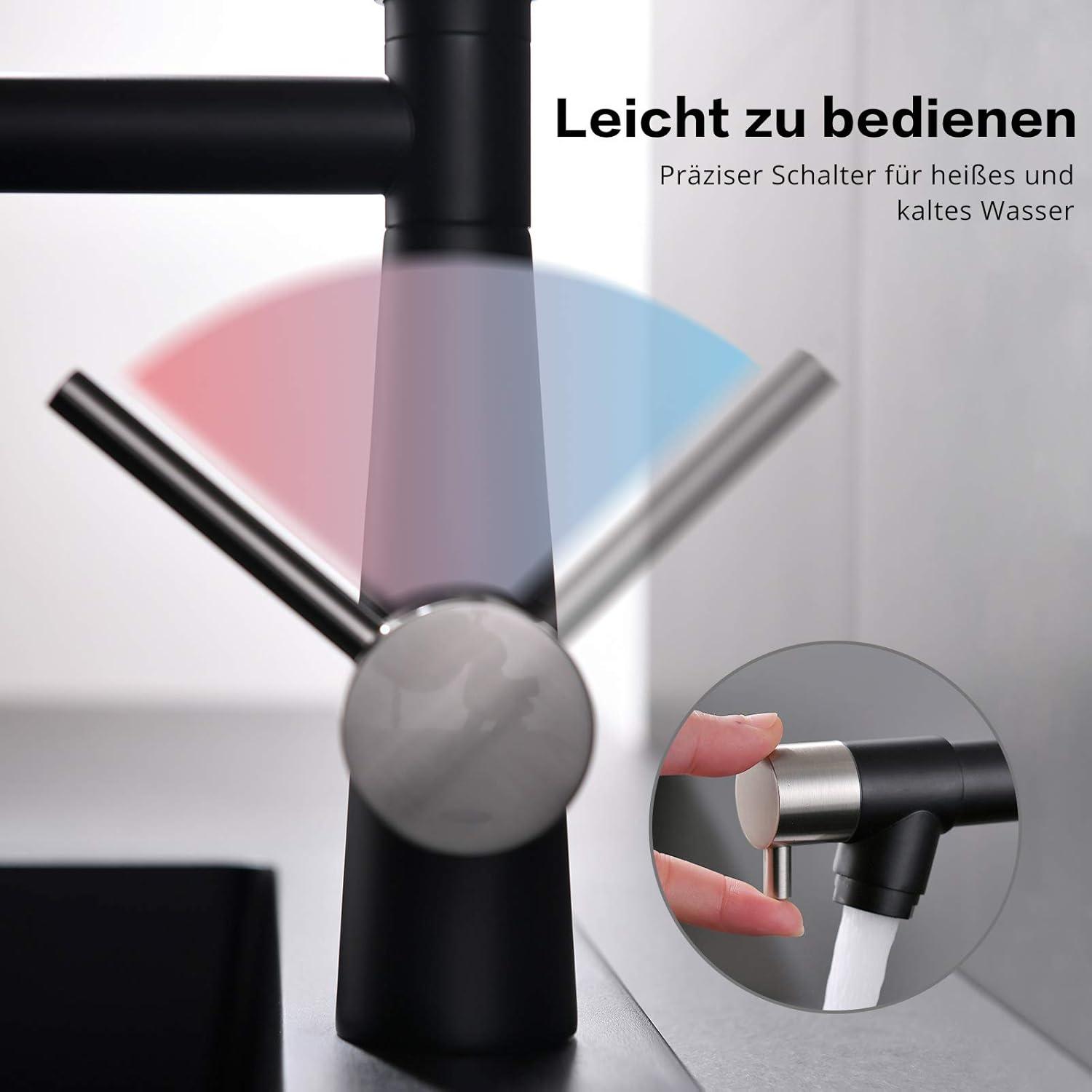 Moderne TIMACO Küchenarmatur mit Ausziehbarer Brause - 360° Schwenkbar