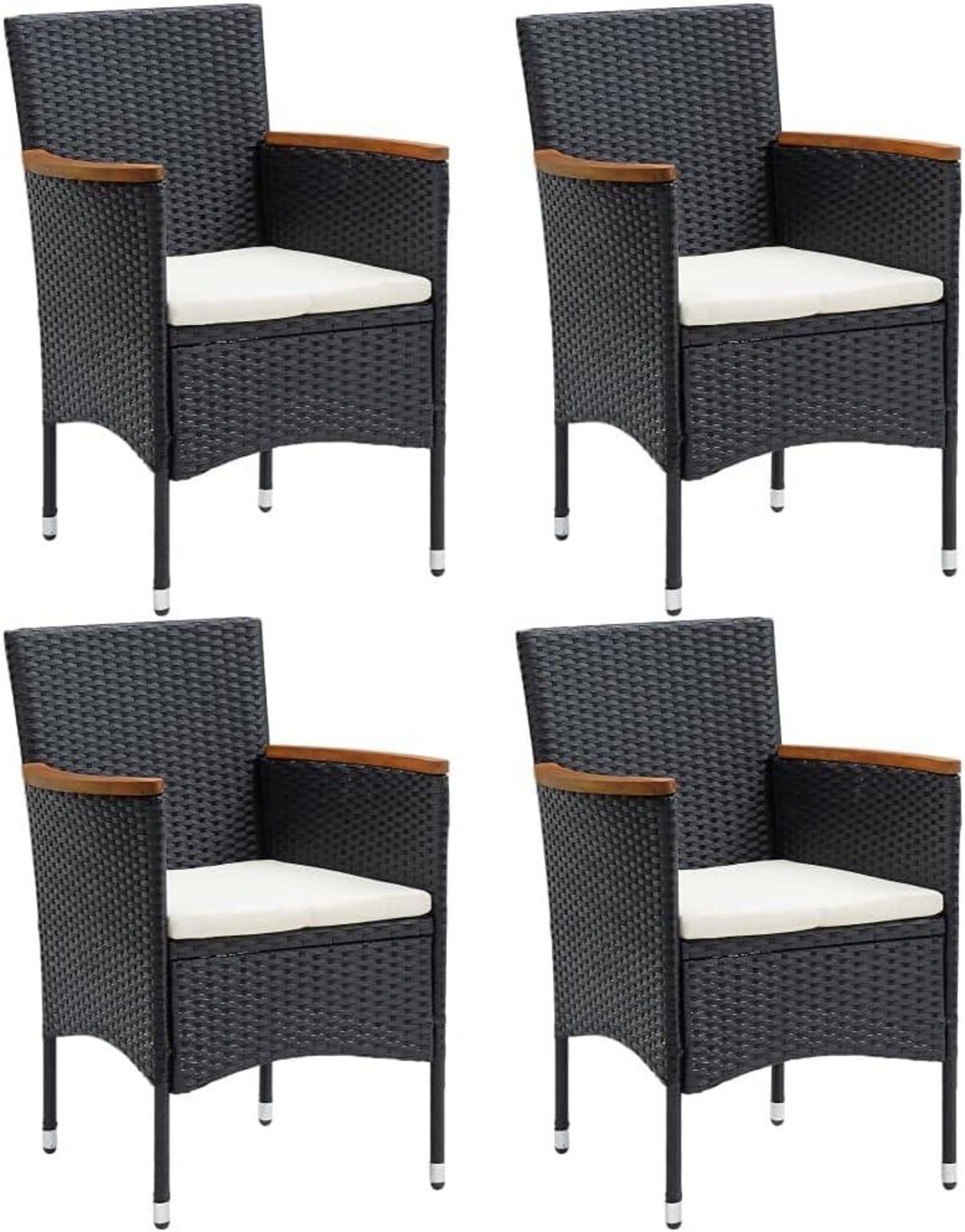 Gartenstuhl-Set 4er Rattan Akazienholz Armlehnen ergonomisch