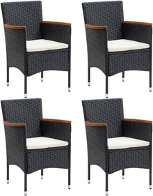 Gartenstuhl-Set 4er Rattan Akazienholz Armlehnen ergonomisch