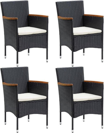 Gartenstuhl-Set 4er Rattan Akazienholz Armlehnen ergonomisch
