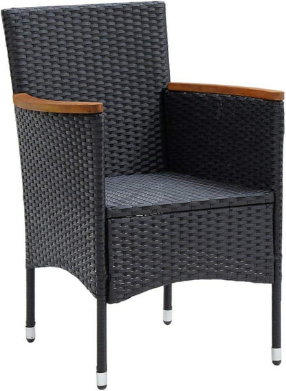 vidaXL Gartenstuhlset 4X Rattansessel Stuhl Poly Rattan Schwarz