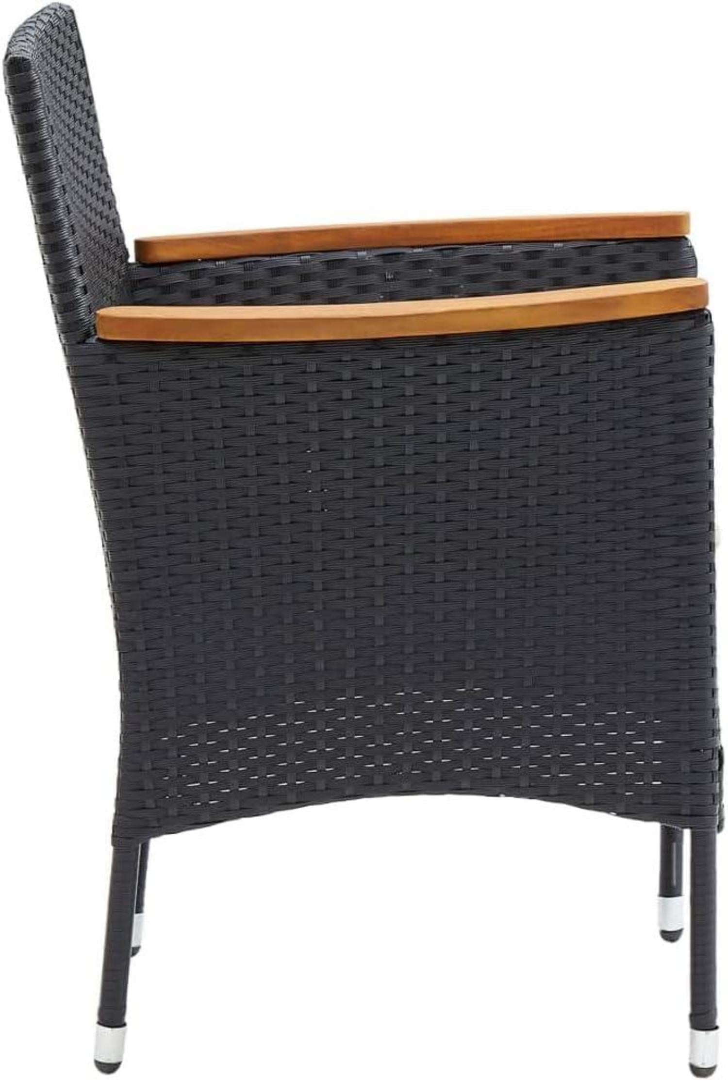 4X Garten Essstuhl Gartensessel Poly Rattan Schwarz