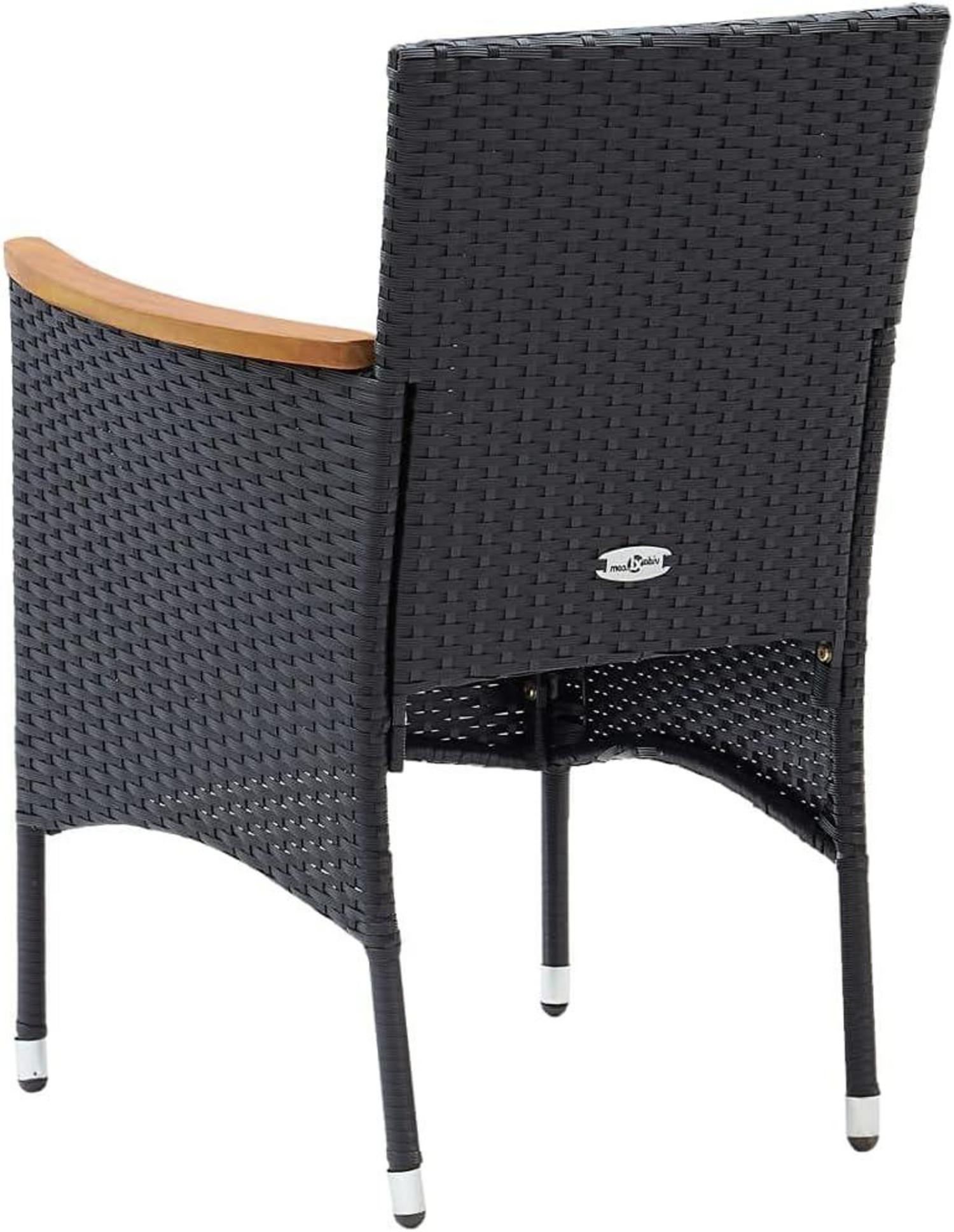 Gartenstuhl-Set Akazie Holz Rattan Schwarz wetterbeständig