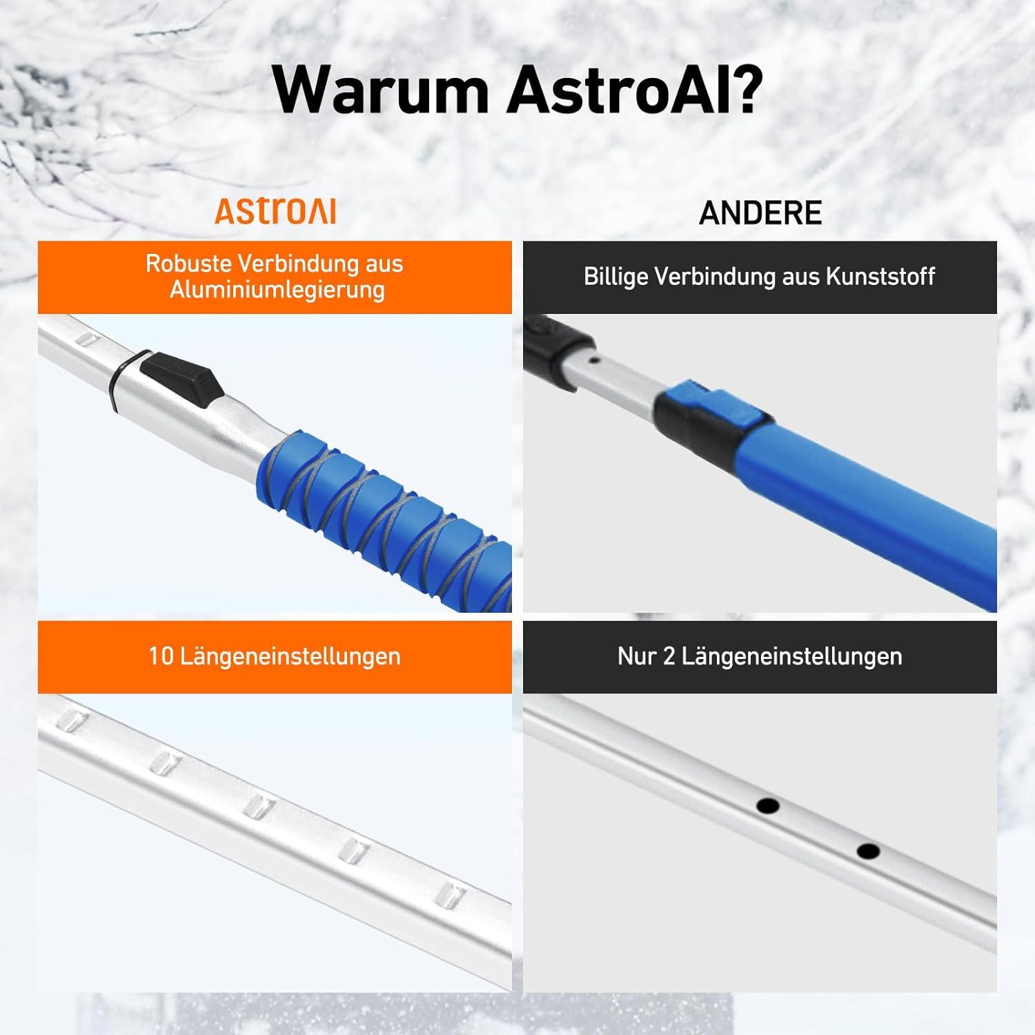 AstroAI Eiskratzer Auto mit Besen | Lang Ausziehbarer