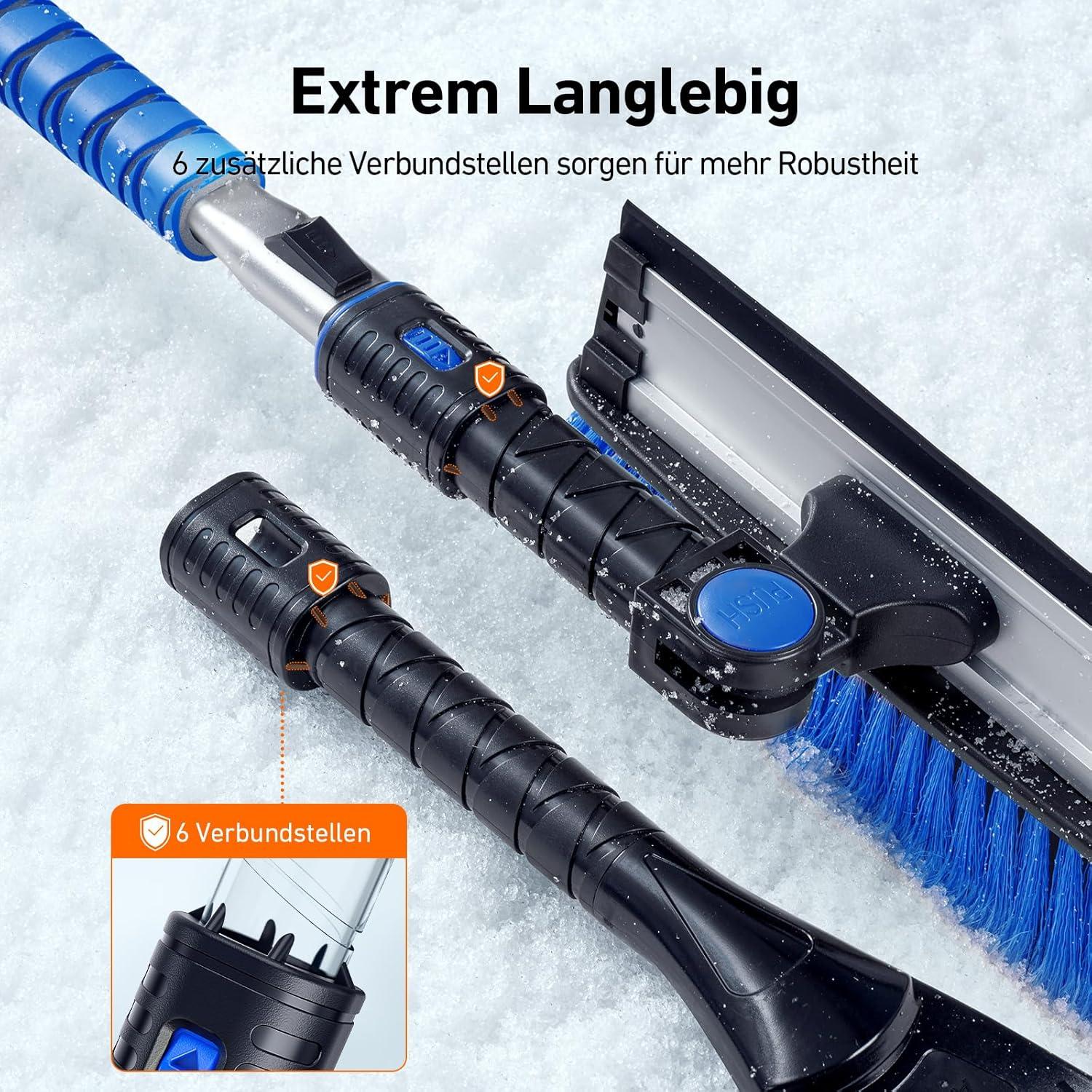 AstroAI Eiskratzer Auto Schneebesen 119CM Blau Ausziehbarer Eisschaber