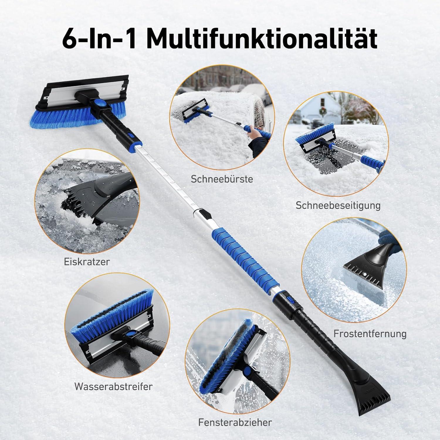 Eiskratzer Auto Schneebesen 119CM lang Eisschaber Abnehmbarer Bürstenkopf