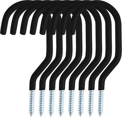 Fahrradhaken Set 8 Stück Schwarz PVC Beschichtung für Wandhalterung