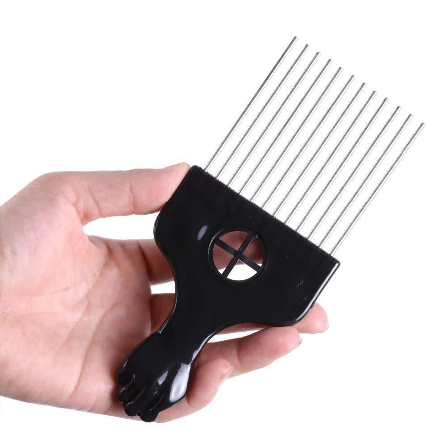 3er Set Metall Hair Pick Afro Comb Kamm breite Zähne Schwarz