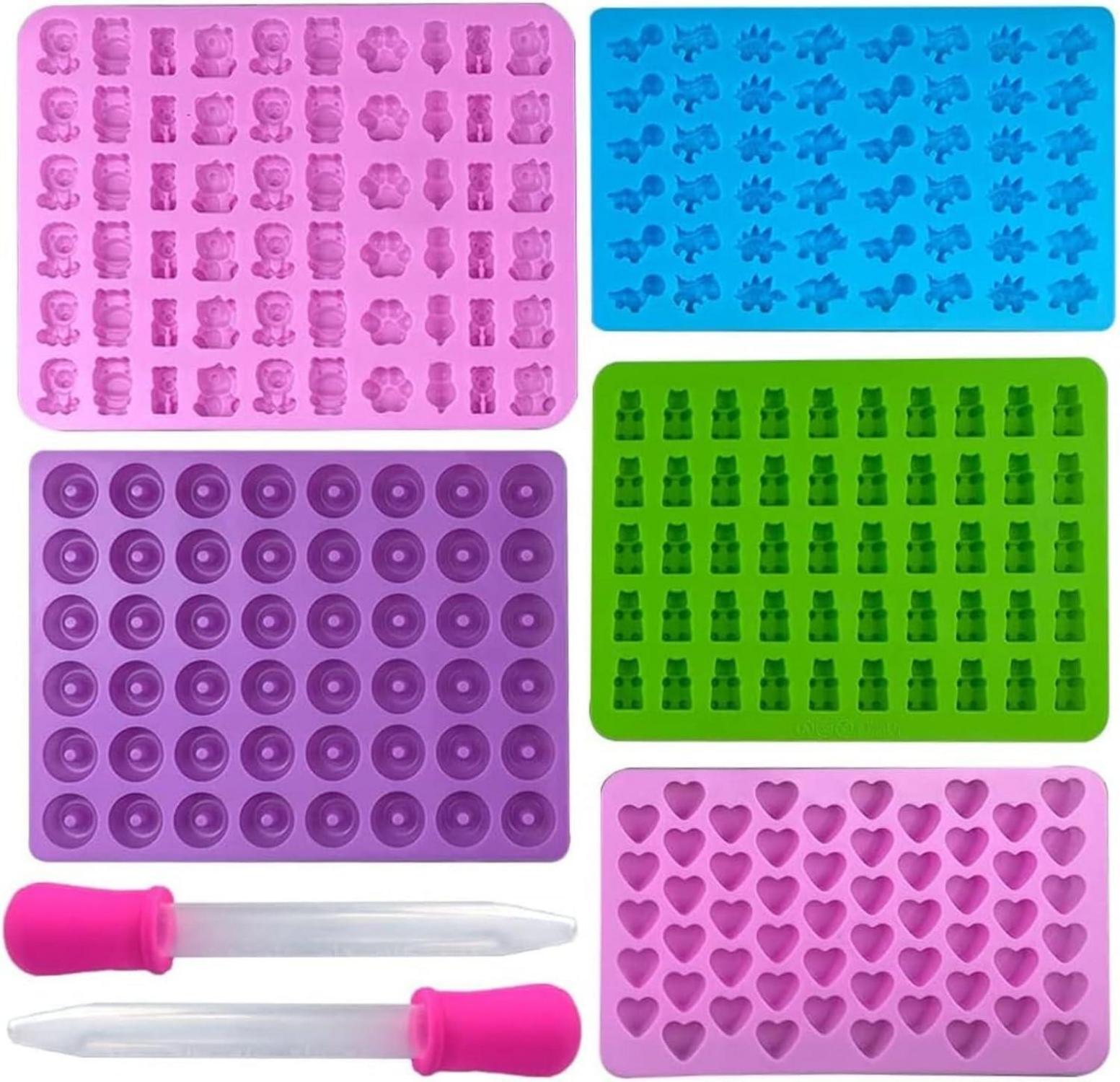 Silikonformen Gummibärchen Herz Dino Donut Löwe Katze形 5er Set