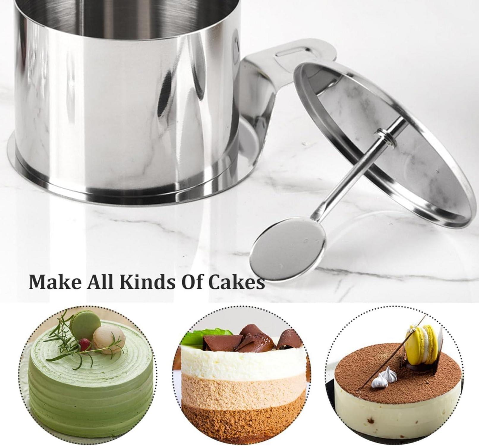 Dessertringe Rund 7,5cm Edelstahl - Set mit Presse & Heber