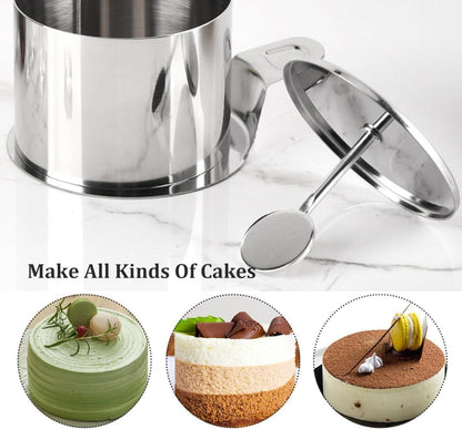 Dessertringe Rund 7,5cm Edelstahl - Set mit Presse & Heber