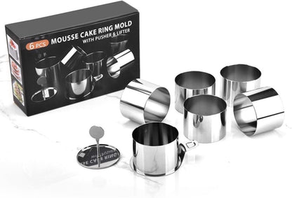 6er Set Edelstahl Dessertringe Mini Kuchenringe 7,5cm Silber