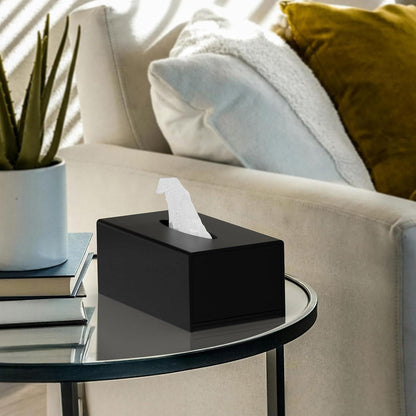 Acryl Taschentuchbox Schwarz – Magnetabdeckung für Bad & Co.