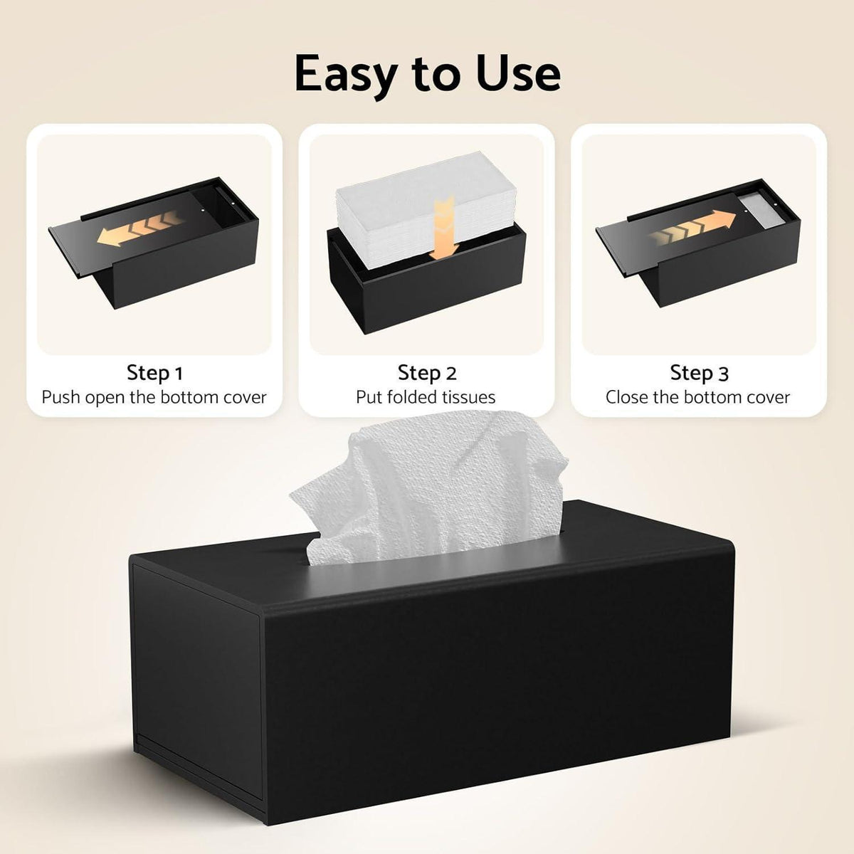 Acryl Taschentuchbox Schwarz – Magnetabdeckung für Bad & Co.