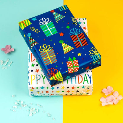 RUSPEPA Geschenkpapierrolle 3 Geburtstagsdesigns 43.2x305cm