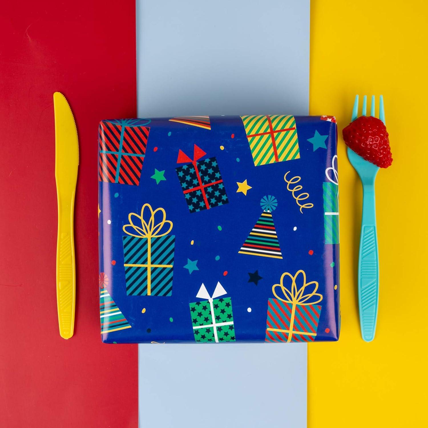 Geschenkpapierrolle Mini-Rolle 43,2cm x 305cm 3 Geburtstagsdesigns