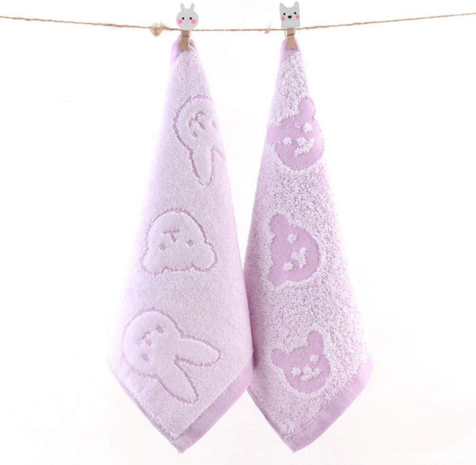 4er Pack Baumwolle Gästetücher 25x25cm gelb pink blau lila Cartoon
