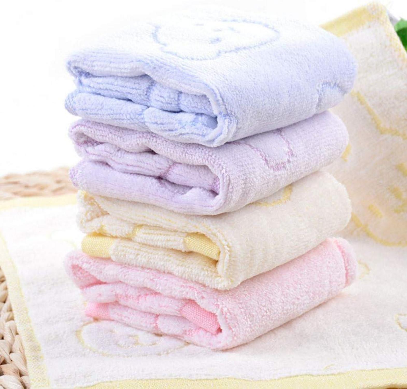 4er Pack Baumwolle Gästetücher Handtücher 25x25cm Gelb Pink Blau Lila