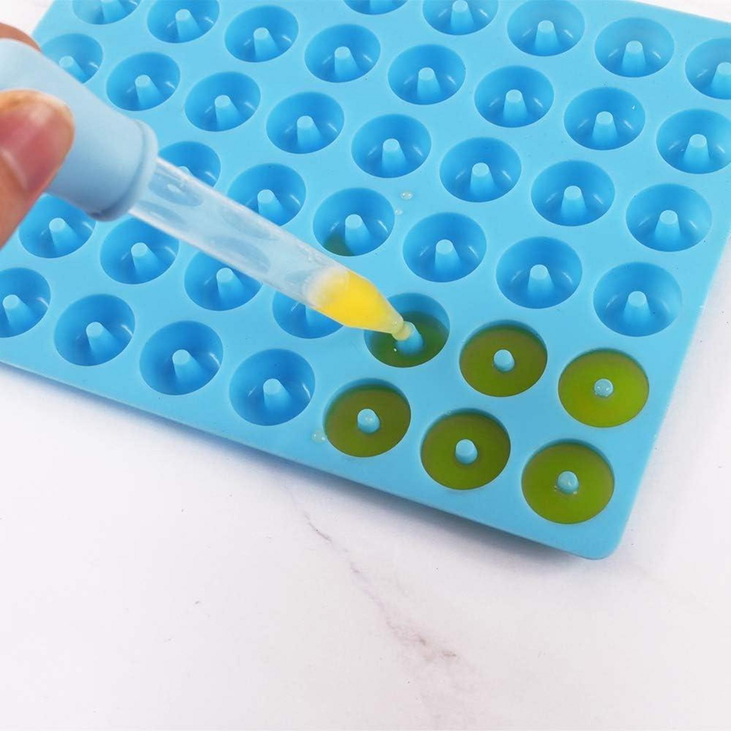Silikonform Mini Donut 48 Kavitäten 4er Pack Antihaftbeschichtung - lebensmittelecht & mit 2 Pipetten