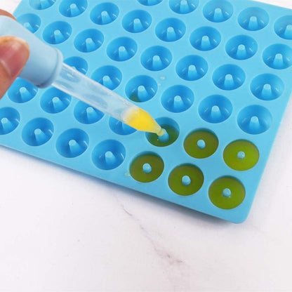 Silikonform Mini Donut 48 Kavitäten 4er Pack Antihaftbeschichtung - lebensmittelecht & mit 2 Pipetten