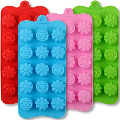 Silikonformen Blumenform 4er Pack Antihaft Lebensmittelqualität