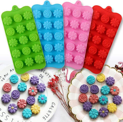 Silikonformen Blumenform 4er Pack Antihaft Lebensmittelqualität