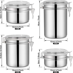 Vorratsdosen Edelstahl Luftdicht Set 4-teilig - Küchenkanister Vorratsbehälter Müsli Zucker Müsli Kaffee