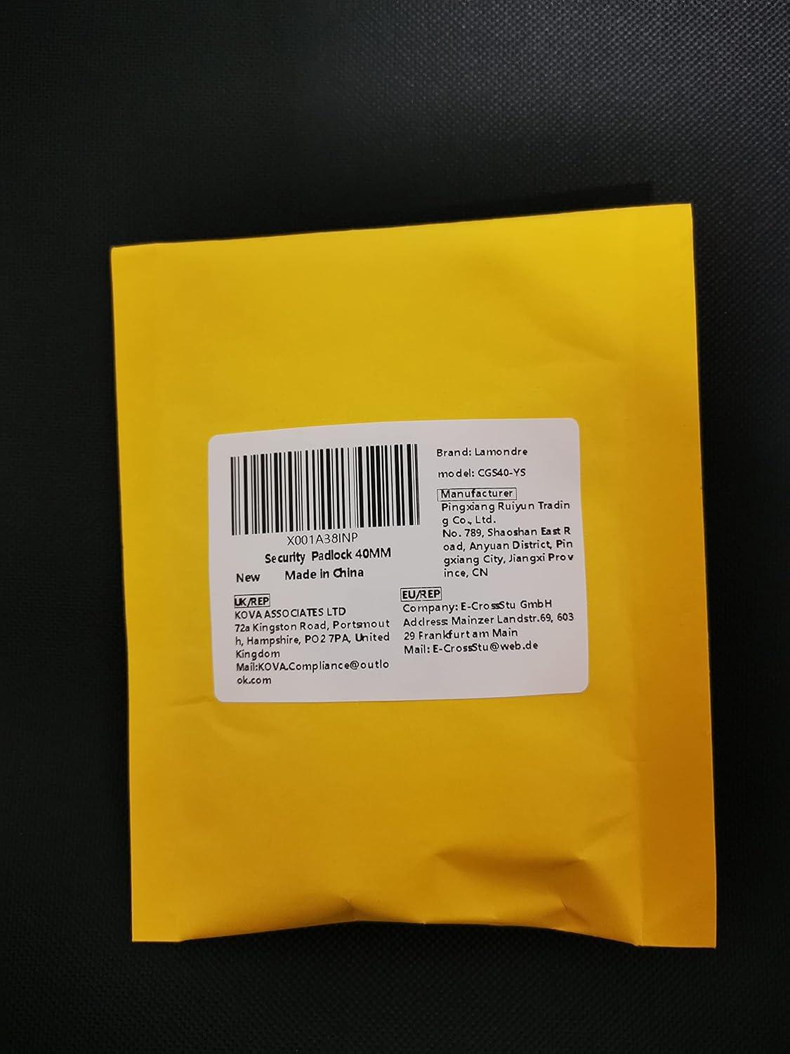 Vorhängeschloss mit 4 Schlüssel, sicherer Diebstahlschutz, langer Bügel 6.5mm, für Spind, Garagen, Garten