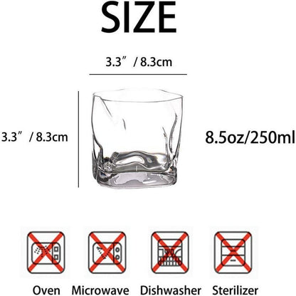 Whiskygläser Set 2 Stück Unregelmäßig Gekippt 250ml Klar