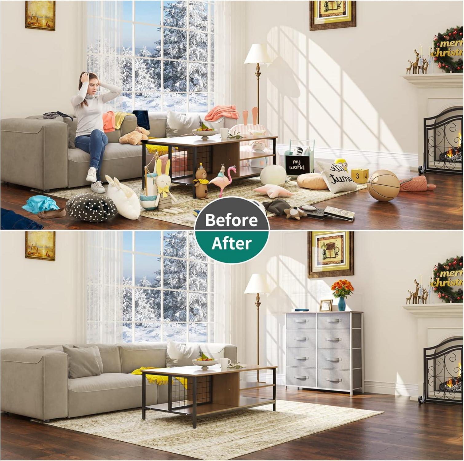 YITAHOME Kommode Schrank 8 Schubladen Stoff Modern Schlafzimmer