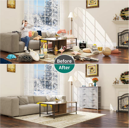 YITAHOME Kommode Schrank 8 Schubladen Stoff Modern Schlafzimmer