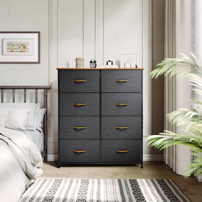 YITAHOME Kommode mit 8 Schubladen Stoff Dunkelgrau