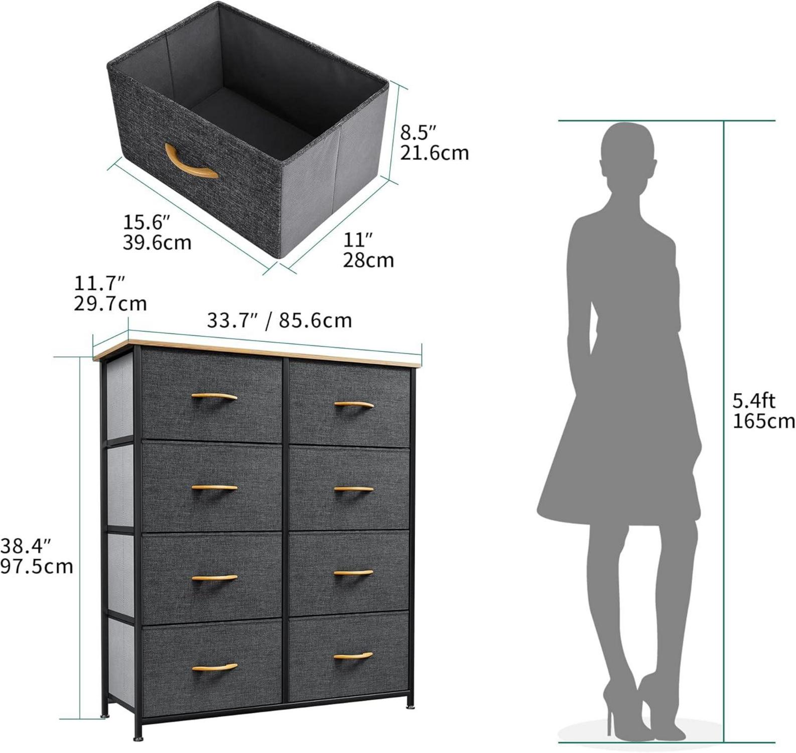 YITAHOME Kommode mit 8 Schubladen Stoff Industrial Stil